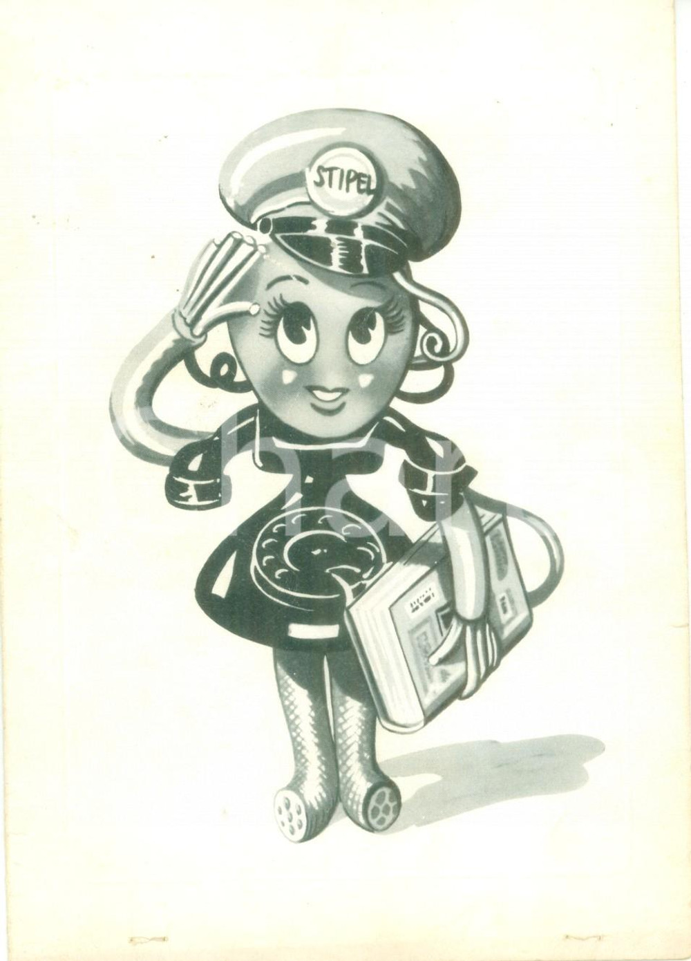Materiale pubblicitario d’epoca 1950 ca MILANO SocietÃ  telefonica STIPEL Biglietto ILLUSTRATO auguri natalizi 1
