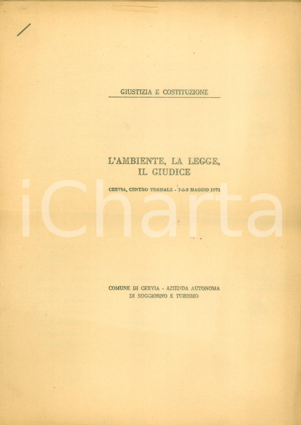 Oggetto da collezione cartaceo 1971 CERVIA RA Emidio D ANIELLO Donatello SERRANI Problema dell inquinamento 1