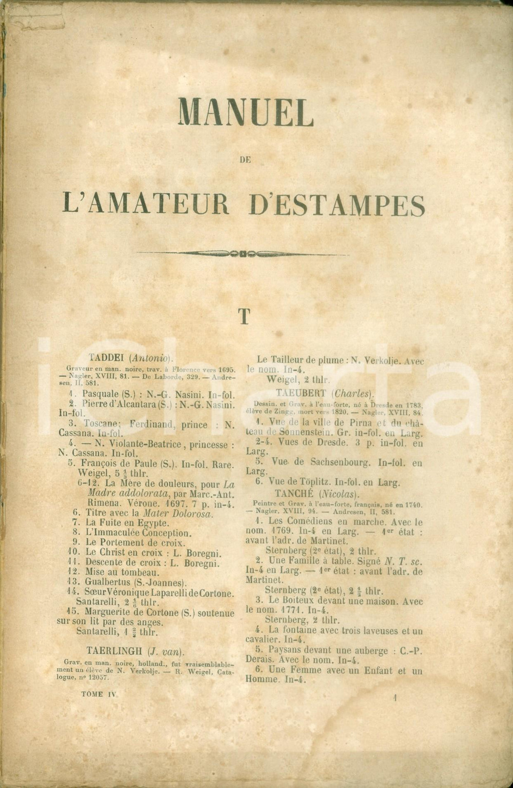 Libro, pubblicazione d epoca 1850 ca Manuel de l amateur d estampes a fascicoli Lettere TZ DANNEGGIATO 1