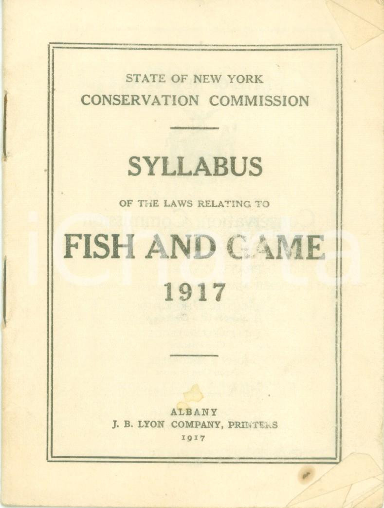 Documento originale, autentico 1917 NEW YORK USA Syllabus of the Laws relating to FISH AND GAME 1