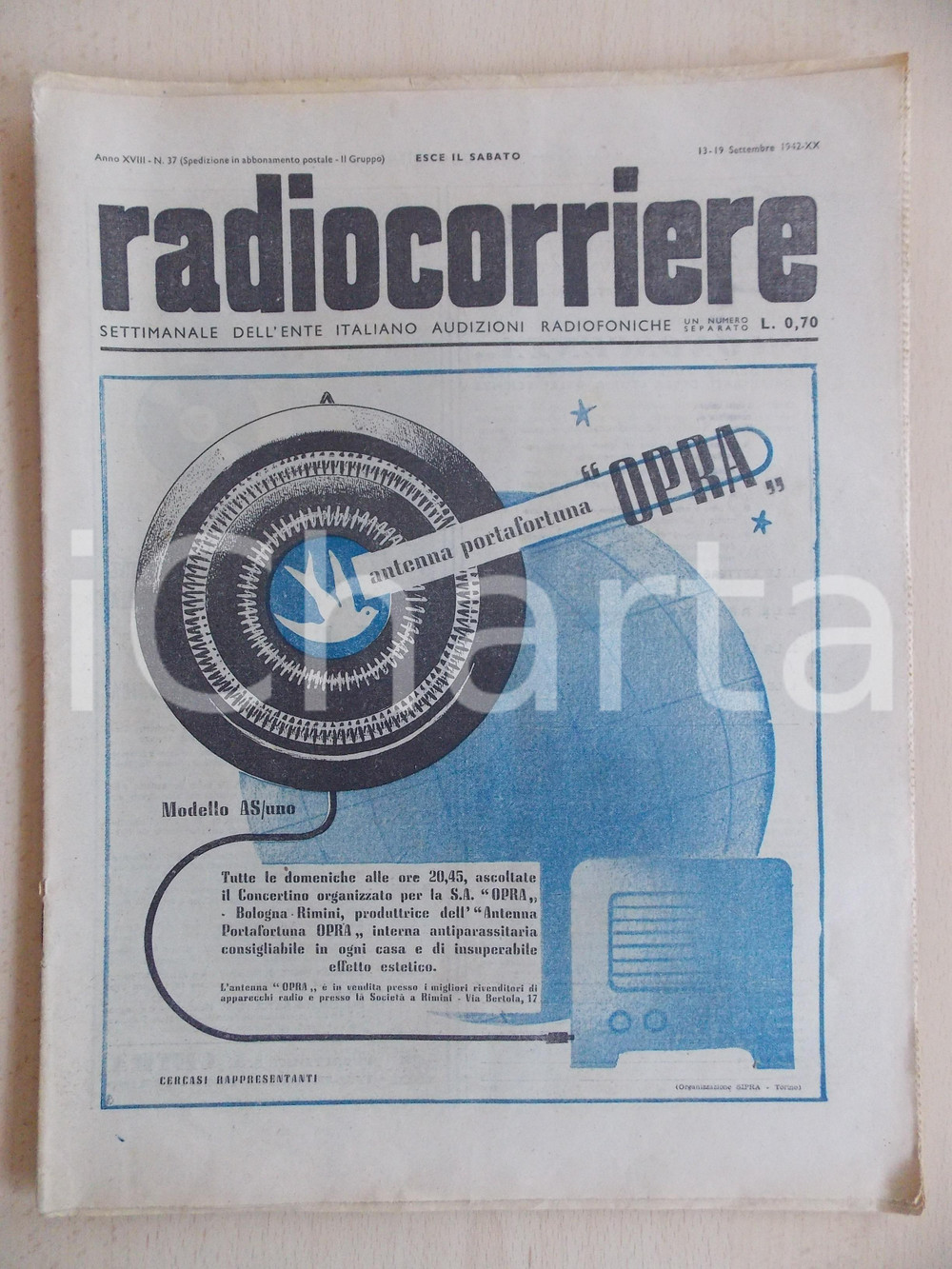 Giornale, rivista storica 1942 RADIOCORRIERE EIAR Situazione fallimentare in RUSSIA Antenna radio OPRA 1