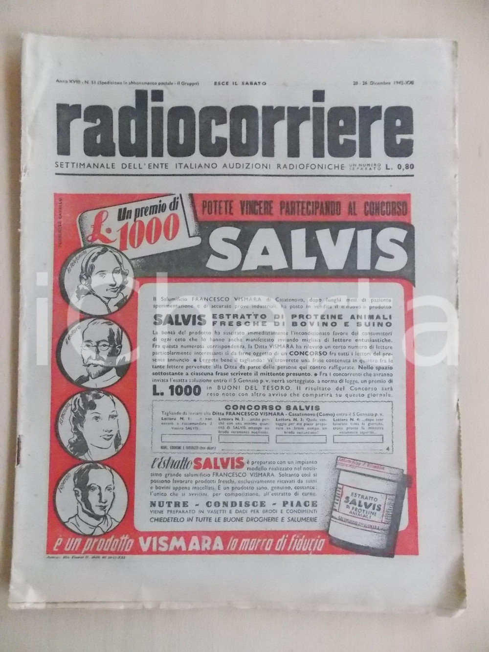 Giornale, rivista storica 1942 RADIOCORRIERE EIAR Nasce la poesia della guerra Rivista ILLUSTRATA 1