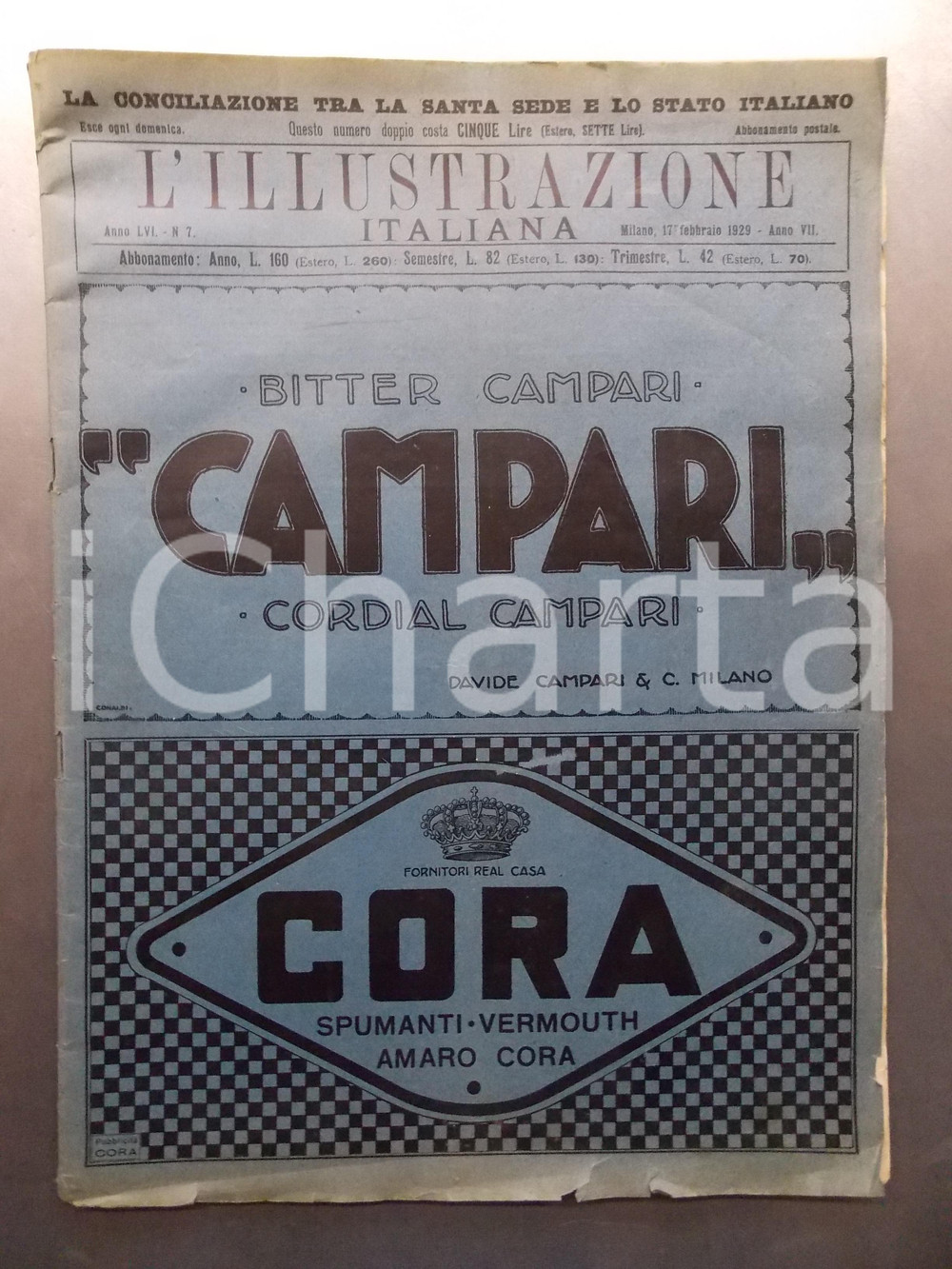 Giornale, rivista storica 1929 L ILLUSTRAZIONE ITALIANA Conciliazione SANTA SEDE Numero speciale CAMPARI 1