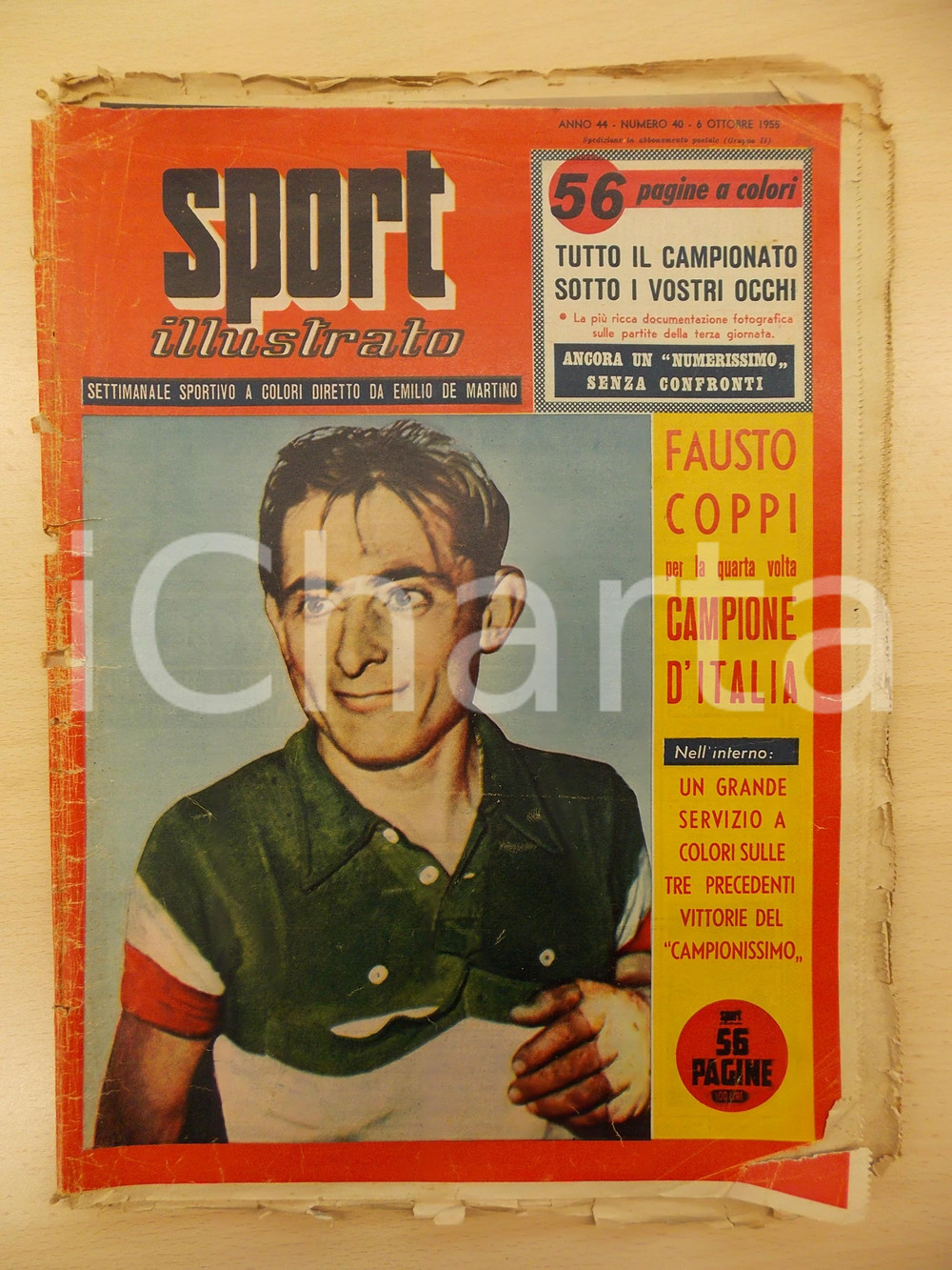 Giornale, rivista storica 1955 SPORT ILLUSTRATO Fausto COPPI per la quarta volta Campione d ITALIA 1