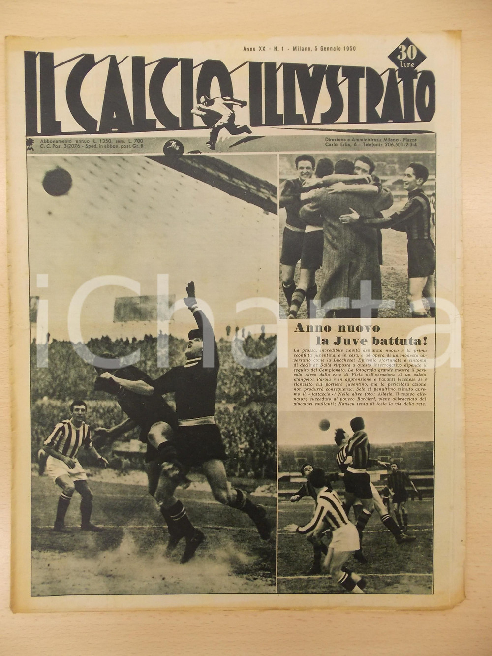1950 IL CALCIO ILLUSTRATO Anno nuovo la JUVE battuta *Rivista anno XX n 1