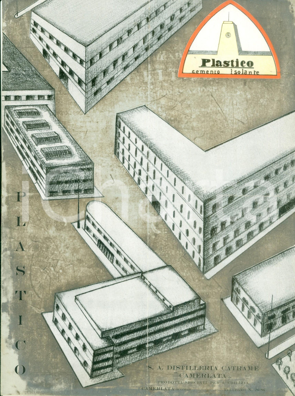 Materiale pubblicitario d’epoca 1945 ca COMO Distilleria Catrame CAMERLATA Cemento Opuscolo pubblicitario 1