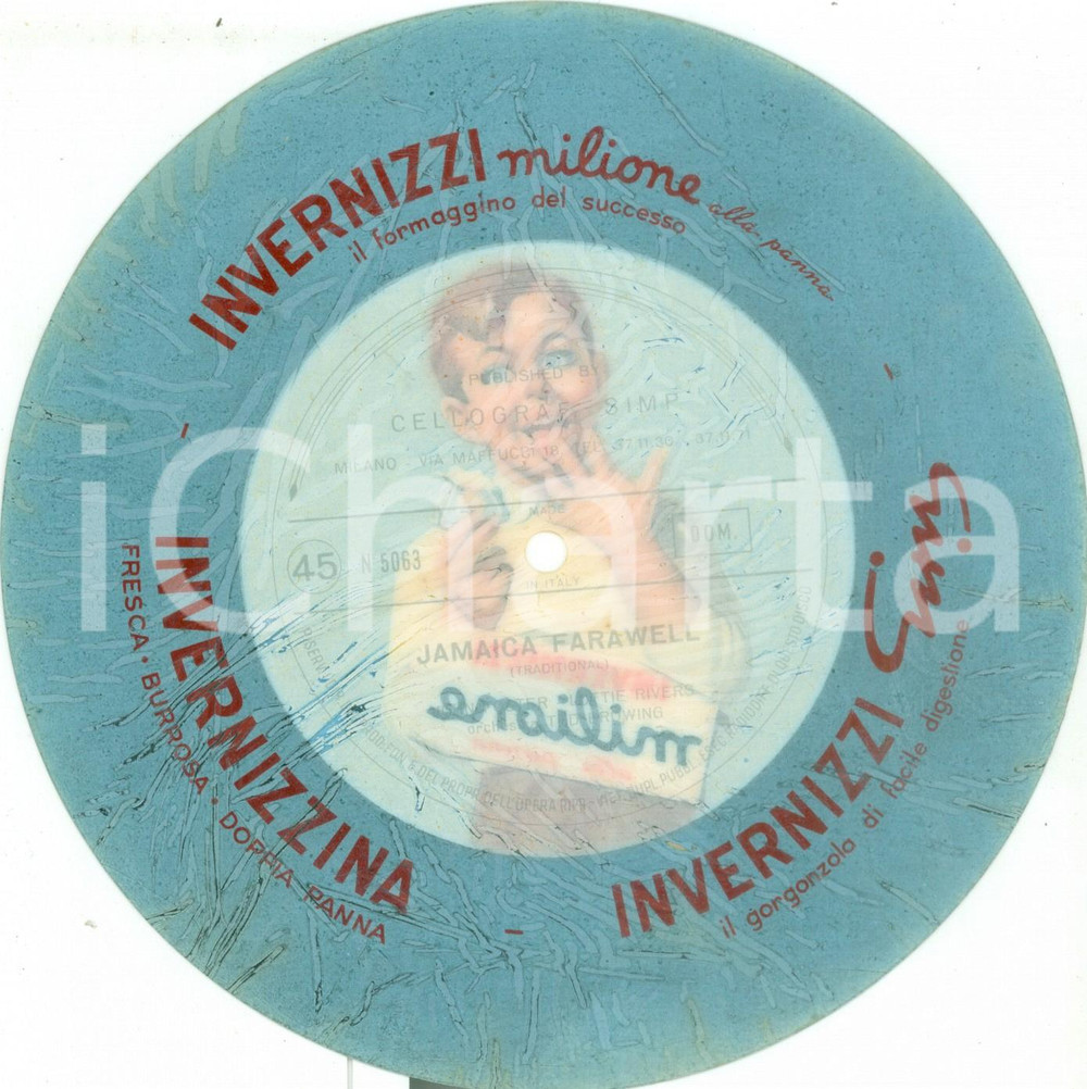 Oggetto da collezione cartaceo 1960 ca JAMAICA FARAWELL Vinile 45 giri Formaggino INVERNIZZI MILIONE 1