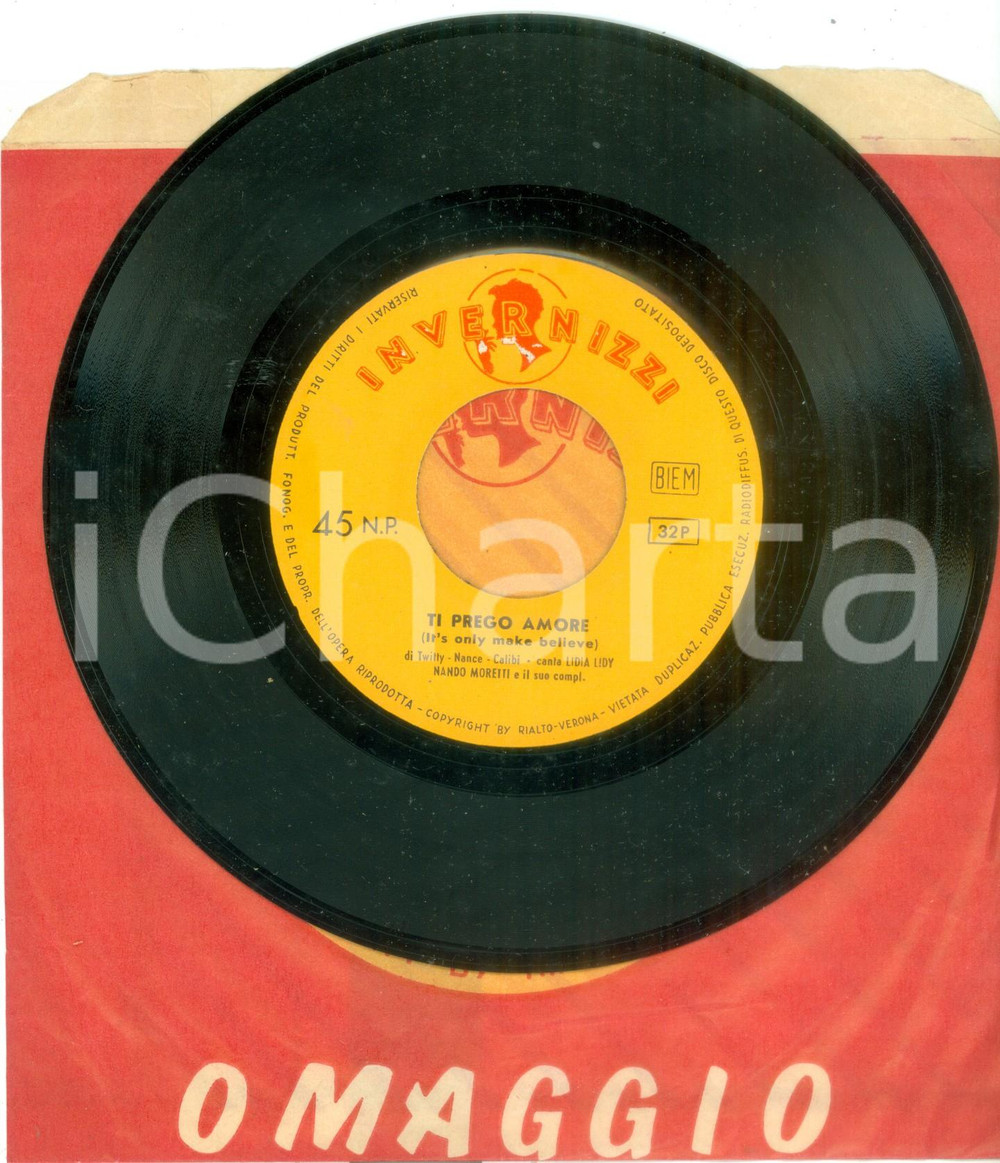 Oggetto da collezione cartaceo 1960 Lidia LIDY Ti prego amore Vinile 45 giri INVERNIZZI Disco omaggio 1
