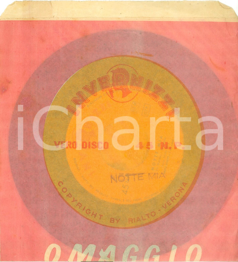 Oggetto da collezione cartaceo 1960 Marcello DE MARTINO Marcello ZANFAGNA Notte mia Vinile 45 giri INVERNIZZI 1