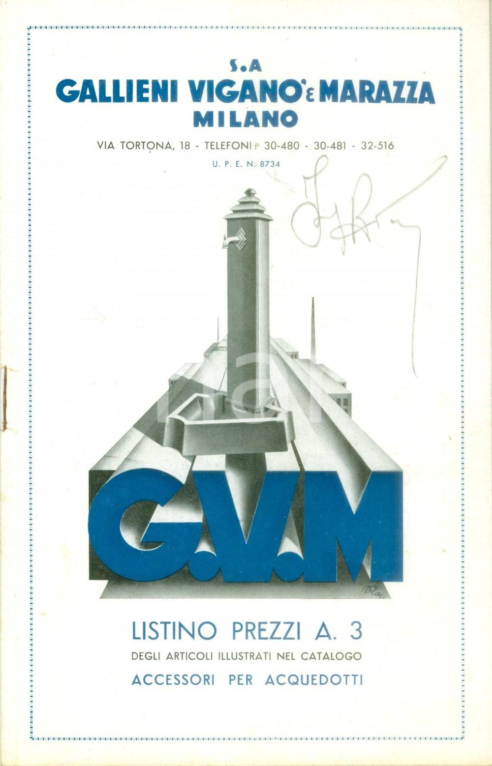 Materiale pubblicitario d’epoca 1933 MILANO Apparecchi acquedotti GALLIENI VIGANO  & MARAZZA Cataogo ILLUSTRATO 1