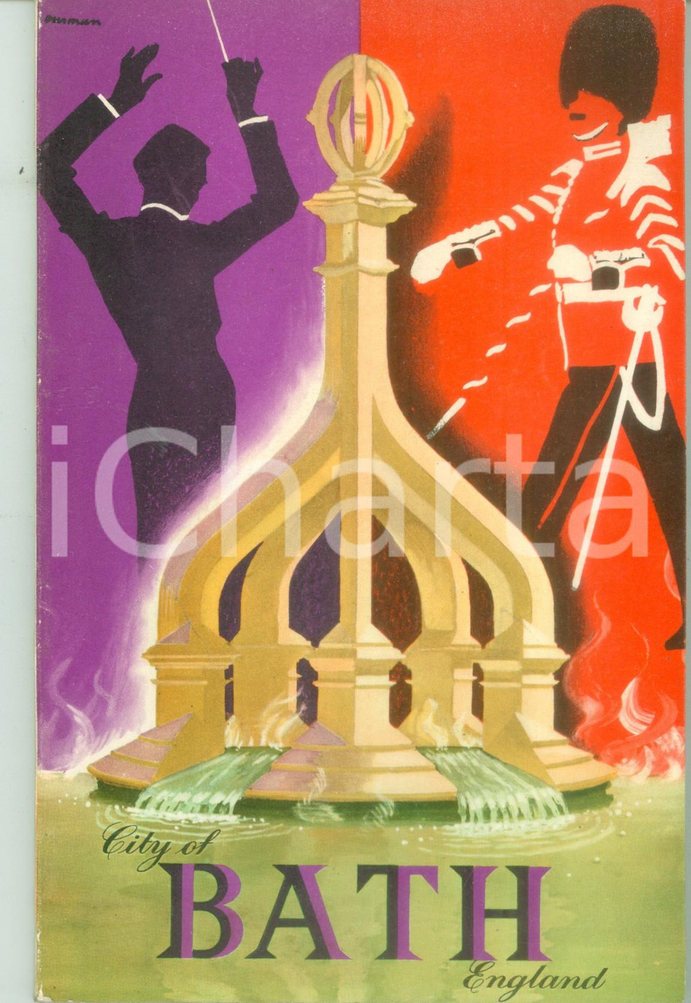 Materiale pubblicitario d’epoca 1961 BATH UK Guida turistica ILLUSTRATA con mappa inserzioni pubblicitarie 1