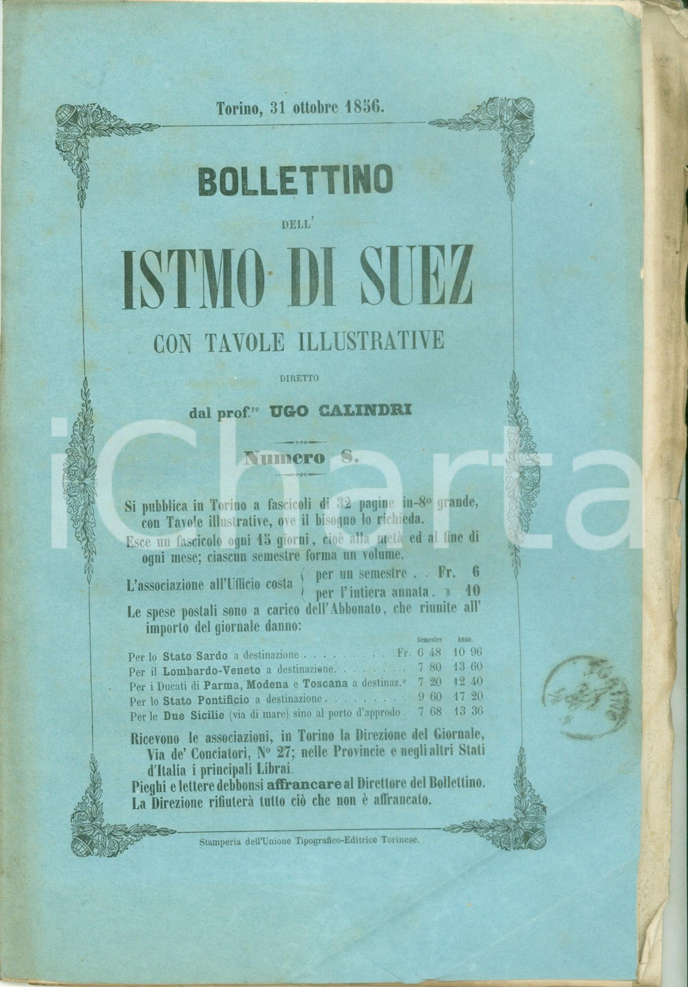 Giornale, rivista storica 1856 BOLLETTINO DELL ISTMO DI SUEZ 8 Interessi della TURCHIA sul Bosforo 1