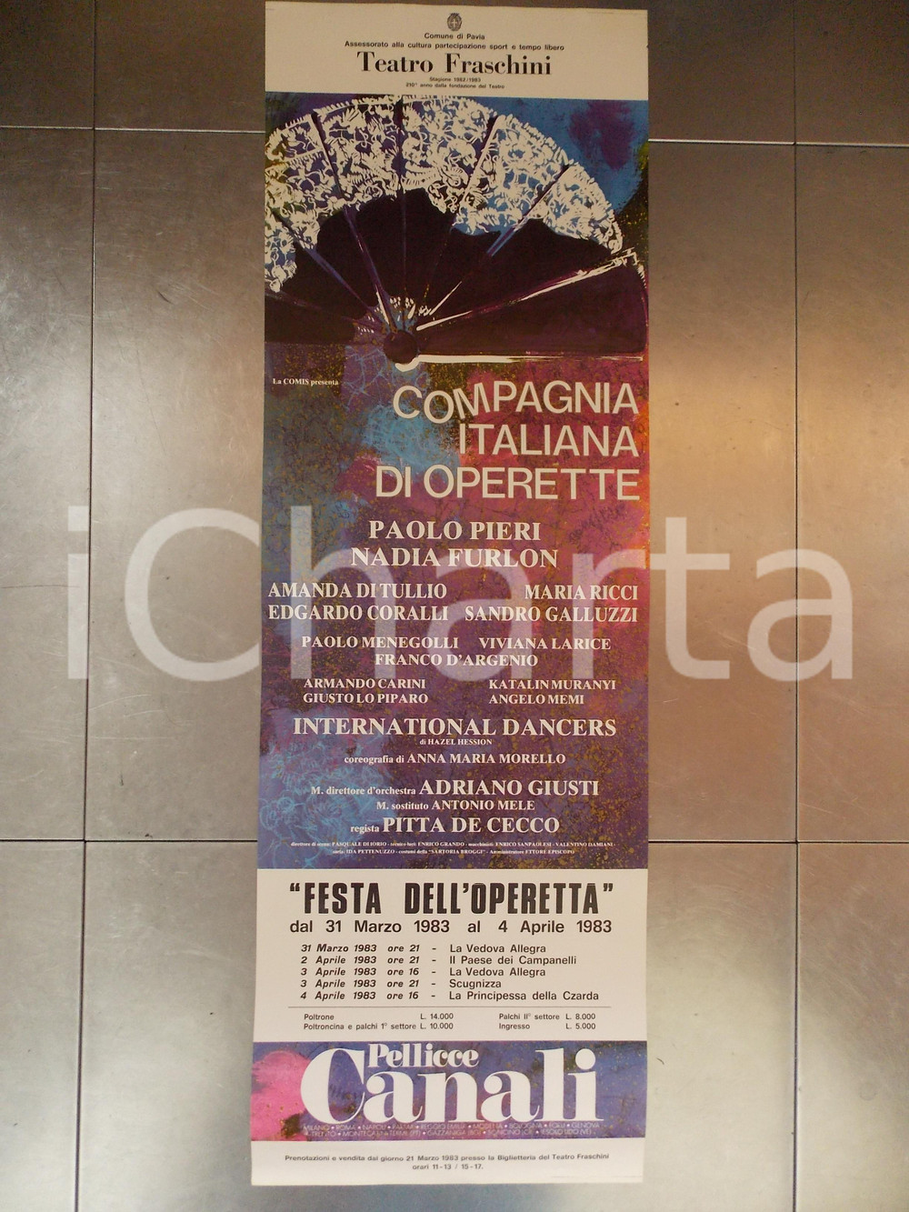 Materiale pubblicitario d’epoca 1983 PAVIA TEATRO FRASCHINI Compagnia Italiana Operette Paolo PIERI Nadia FURLON 1