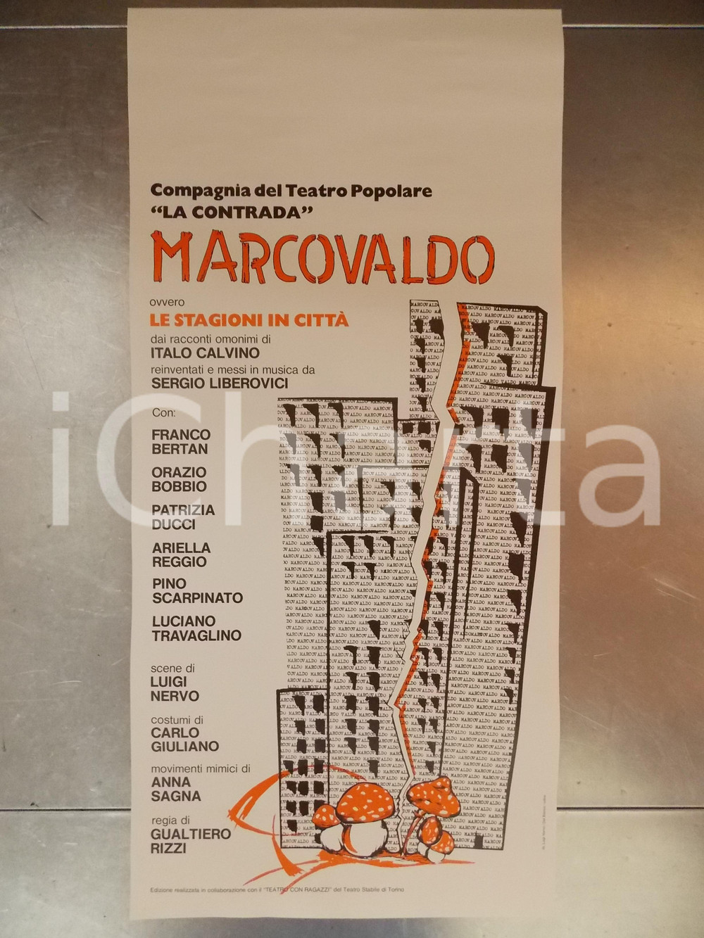 Materiale pubblicitario d’epoca 1980 ca TORINO Compagnia Teatro Popolare LA CONTRADA Marcovaldo Gualtiero RIZZI 1