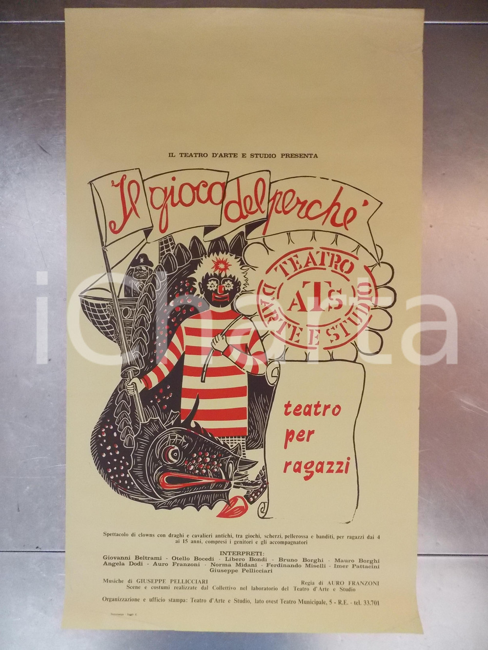 Materiale pubblicitario d’epoca 1980 ca VENEZIA ATS TEATRO E STUDIO Auro FRANZONI Il gioco dei perché Manifesto 1