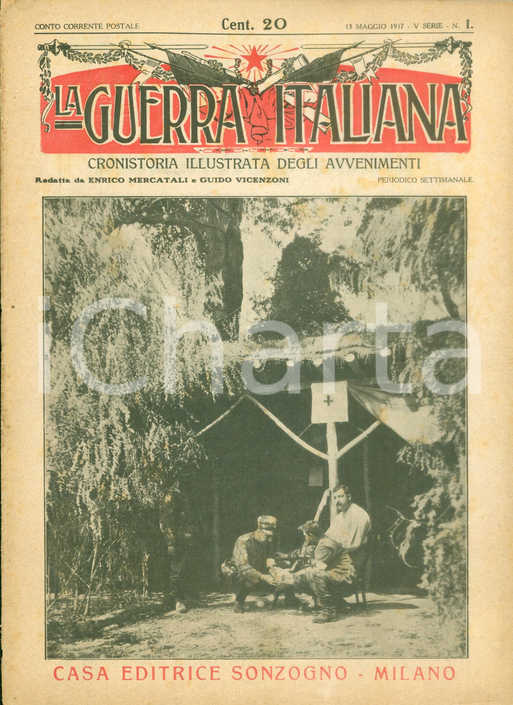Giornale, rivista storica 1917 LA GUERRA ITALIANA WW1 Fasi della guerra in TRENTINO e in MACEDONIA Rivista 1
