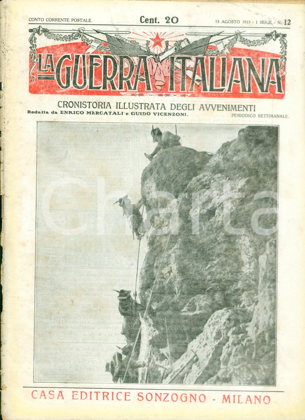 Giornale, rivista storica 1915 LA GUERRA ITALIANA WW1 Organizzazione delle trincee austriache Rivista 1
