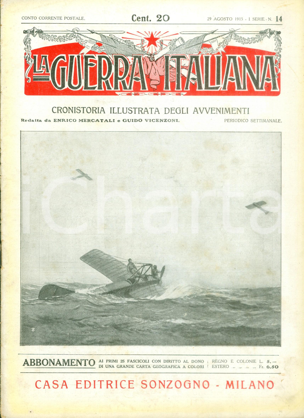 Giornale, rivista storica 1915 LA GUERRA ITALIANA WW1 Riscoperta di AQUILEIA italiana Rivista DANNEGGIATA 1