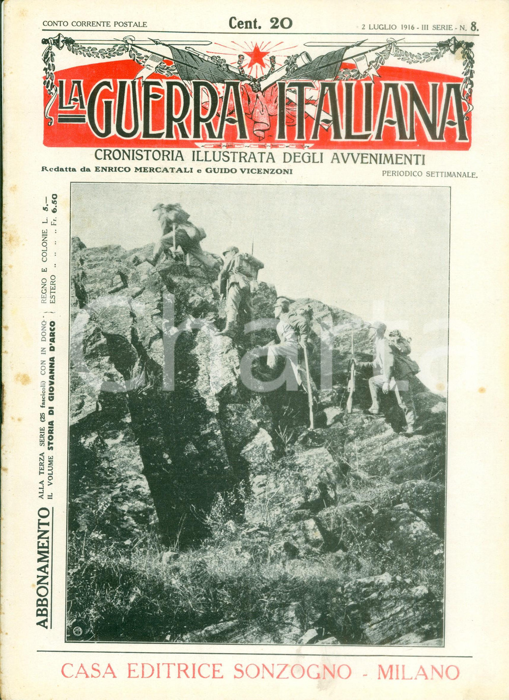 Giornale, rivista storica 1916 LA GUERRA ITALIANA WW1 La controffensiva in VALLARSA Rivista ILLUSTRATA 1