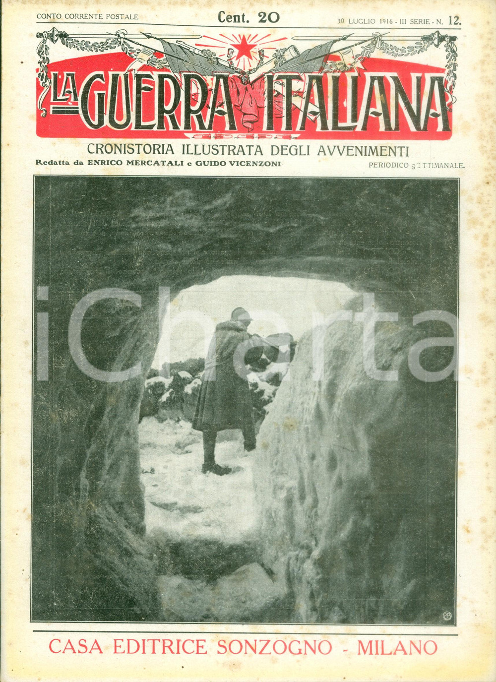Giornale, rivista storica 1916 LA GUERRA ITALIANA WW1 Per la morte di Cesare BATTISTI Rivista ILLUSTRATA 1