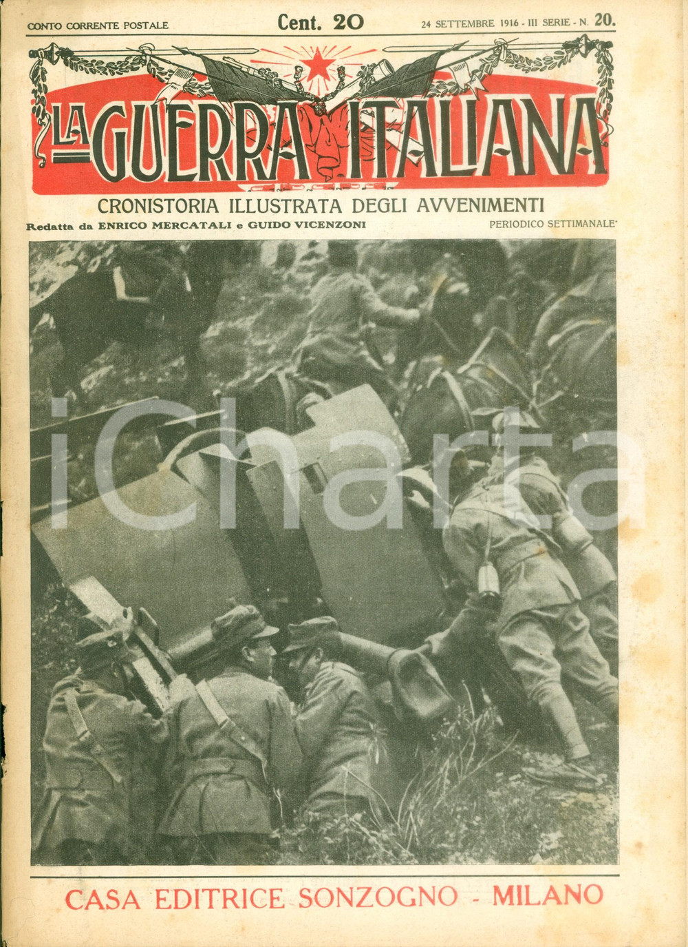 Giornale, rivista storica 1916 LA GUERRA ITALIANA WW1 Battaglia di GORIZIA secondo il Comando Supremo 1