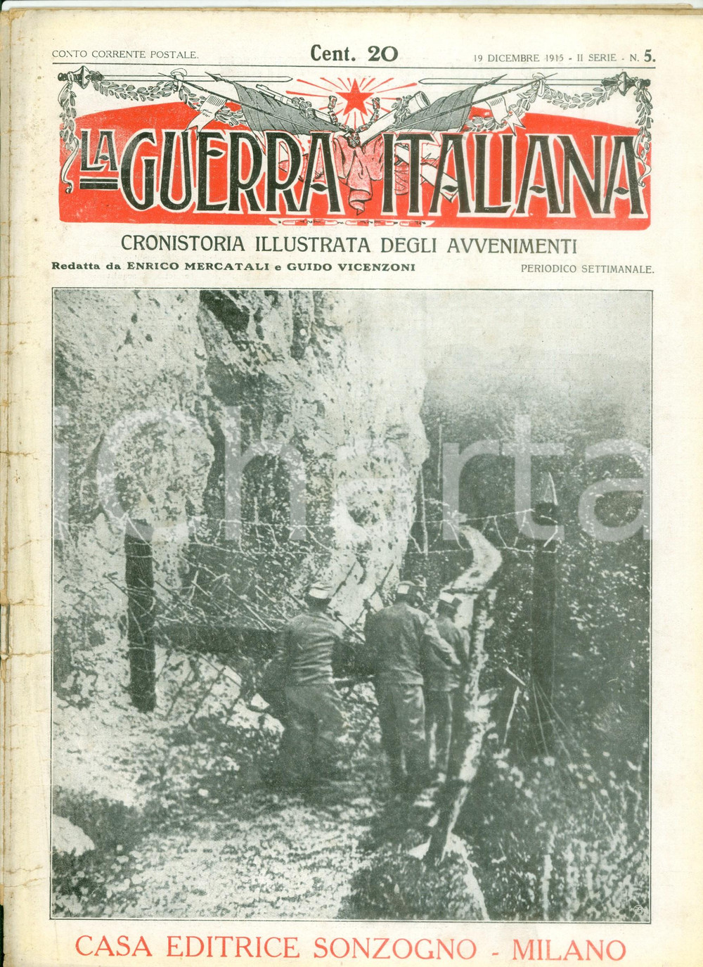 Giornale, rivista storica 1915 LA GUERRA ITALIANA WW1 Nuovi territori occupati dagli italiani DANNEGGIATA 1