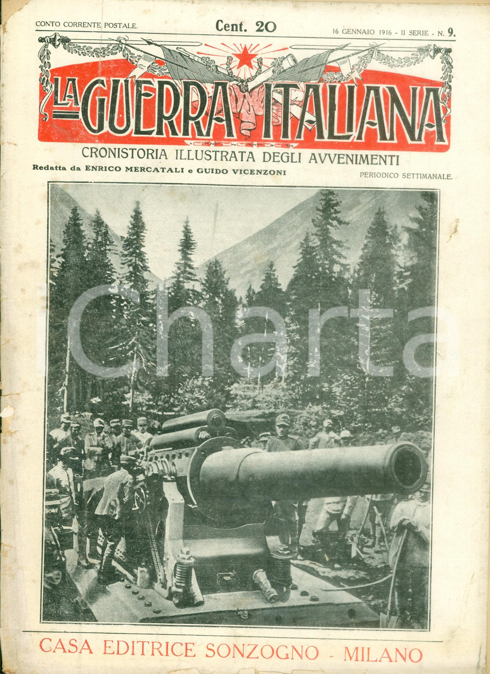 Giornale, rivista storica 1916 LA GUERRA ITALIANA WW1 Spigolature di guerra sul MONTE NERO DANNEGGIATA 1