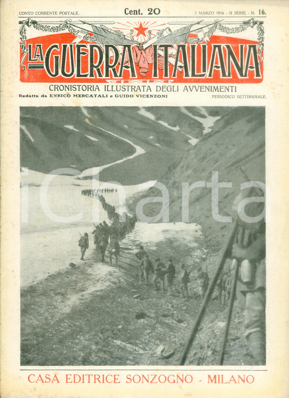 Giornale, rivista storica 1916 LA GUERRA ITALIANA WW1 La guerra distrugge MONFALCONE Rivista ILLUSTRATA 1