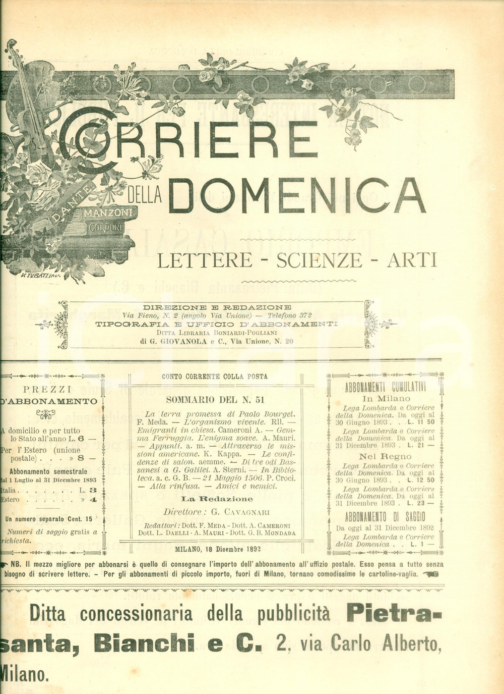 Giornale, rivista storica 1890 CORRIERE DELLA DOMENICA Attraverso le Missioni Americane Rivista ILLUSTRATA 1