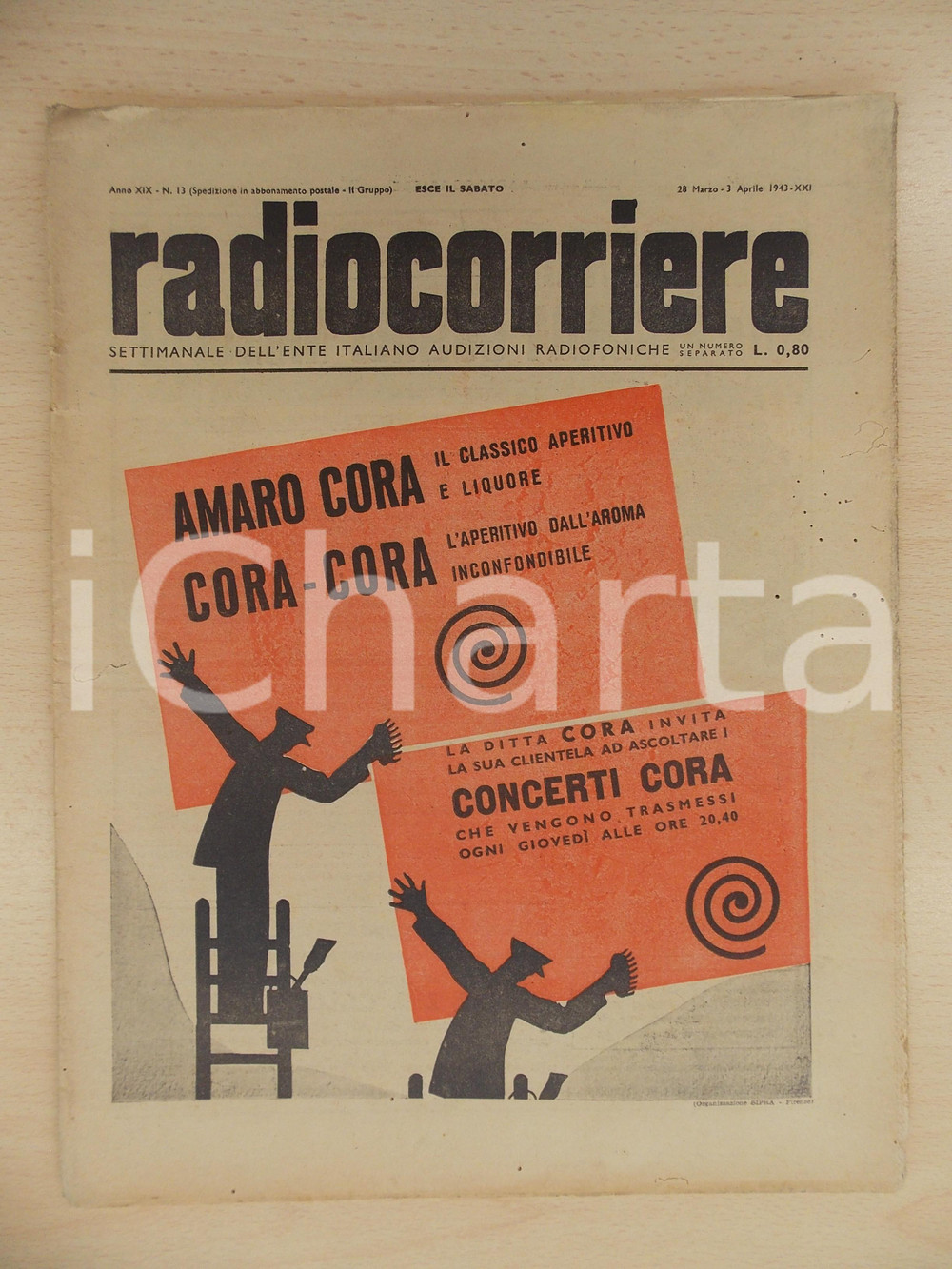Giornale, rivista storica 1943 RADIOCORRIERE EIAR XXIV anniversario di fondazione dei fasci Amaro CORA 1