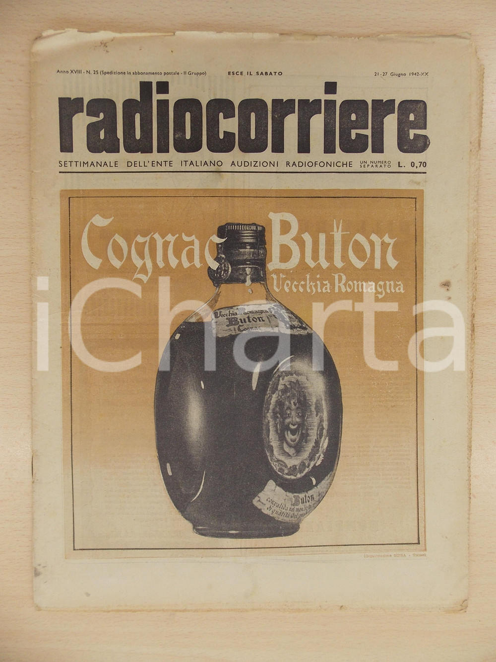 Giornale, rivista storica 1942 RADIOCORRIERE EIAR Roberto FARINACCI su inizio terzo anno di guerra 1