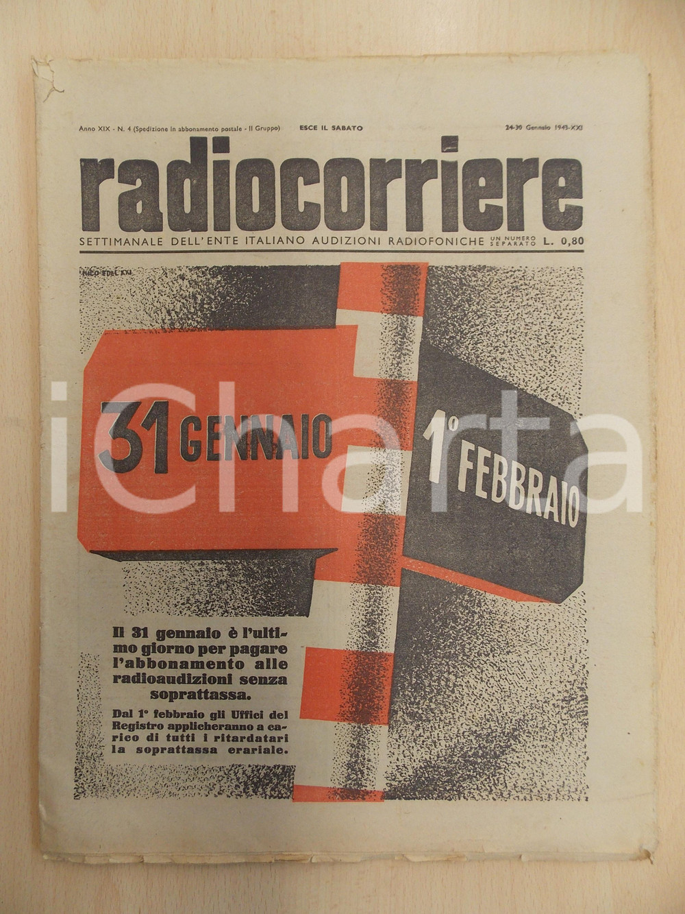 Giornale, rivista storica 1943 RADIOCORRIERE EIAR Truppe italiane in Africa Orientale Italiana Giornale 1