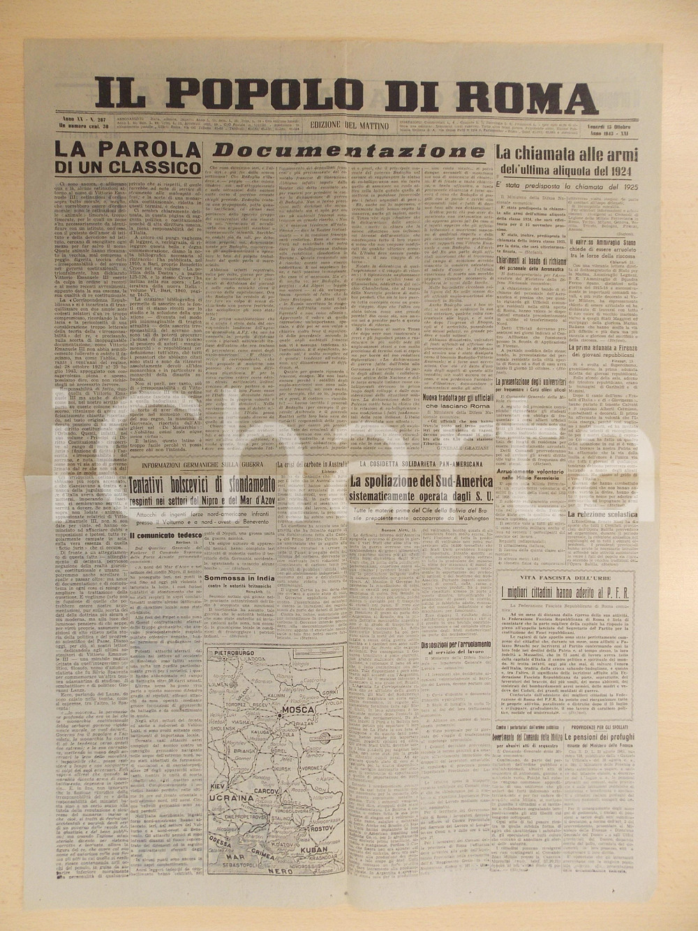 Giornale, rivista storica 1943 IL POPOLO DI ROMA RSI Vittorio Emanuele III Ã¨ responsabile di tradimento 1
