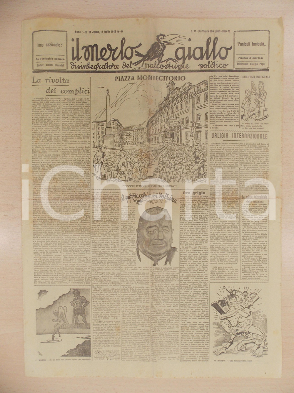 Giornale, rivista storica 1946 IL MERLO GIALLO La bancarotta dell antifascismo dopo la guerra Giornale 1