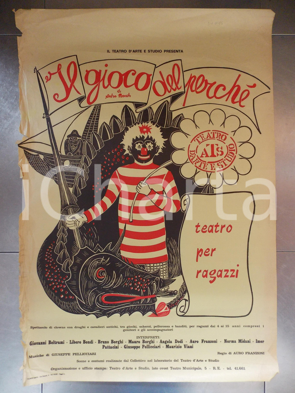 Materiale pubblicitario d’epoca 1980 ca VENEZIA ATS TEATRO ARTE E STUDIO Il gioco del perchÃ© Auro FRANZONI 1