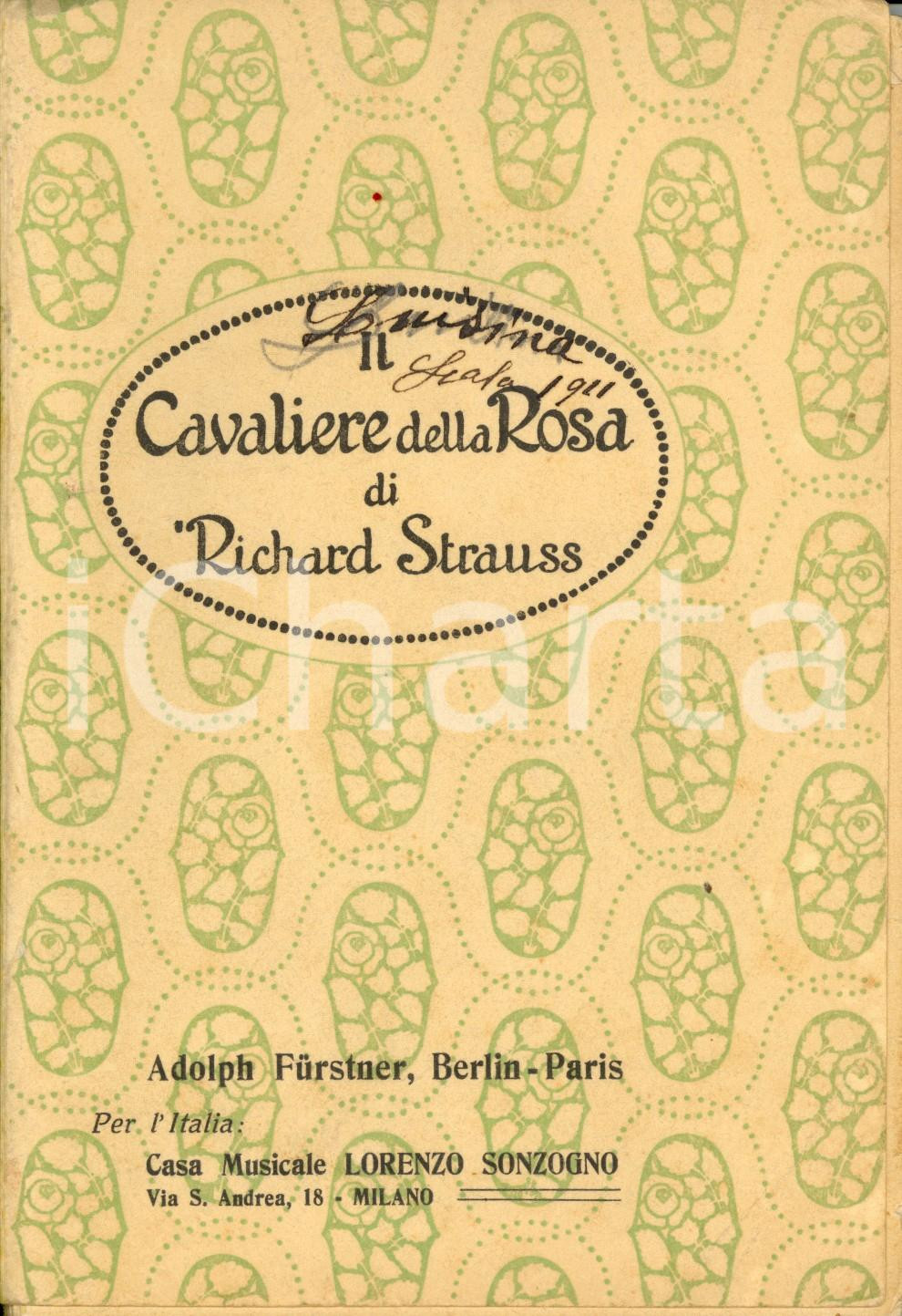 Oggetto da collezione cartaceo 1911 Richard STRAUSS Il cavaliere della rosa Libretto DANNEGGIATO SONZOGNO 1