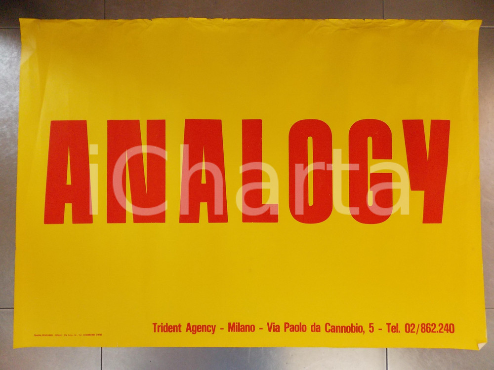 Materiale pubblicitario d’epoca 1980 ca MILANO Analogy Trident Agency Manifesto cm 100 x 70 1