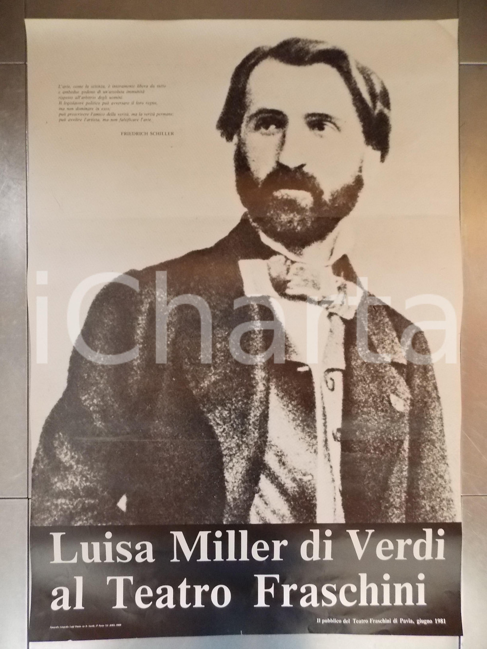 Materiale pubblicitario d’epoca 1981 PAVIA TEATRO FRASCHINI Giuseppe VERDI Luisa MILLER Manifesto 1