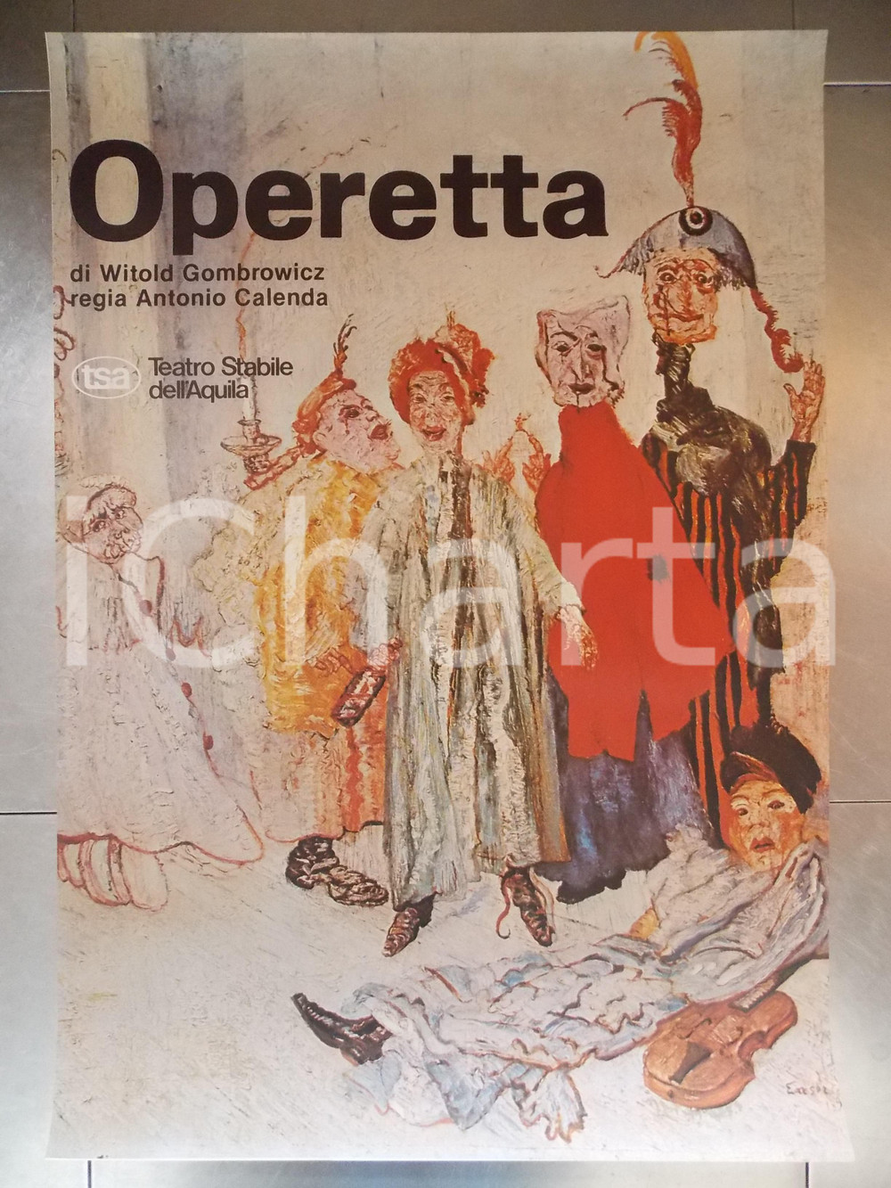 Materiale pubblicitario d’epoca 1970 L AQUILA TEATRO STABILE Operetta di GOMBROWICZ Antonio CALENDA Manifesto 1