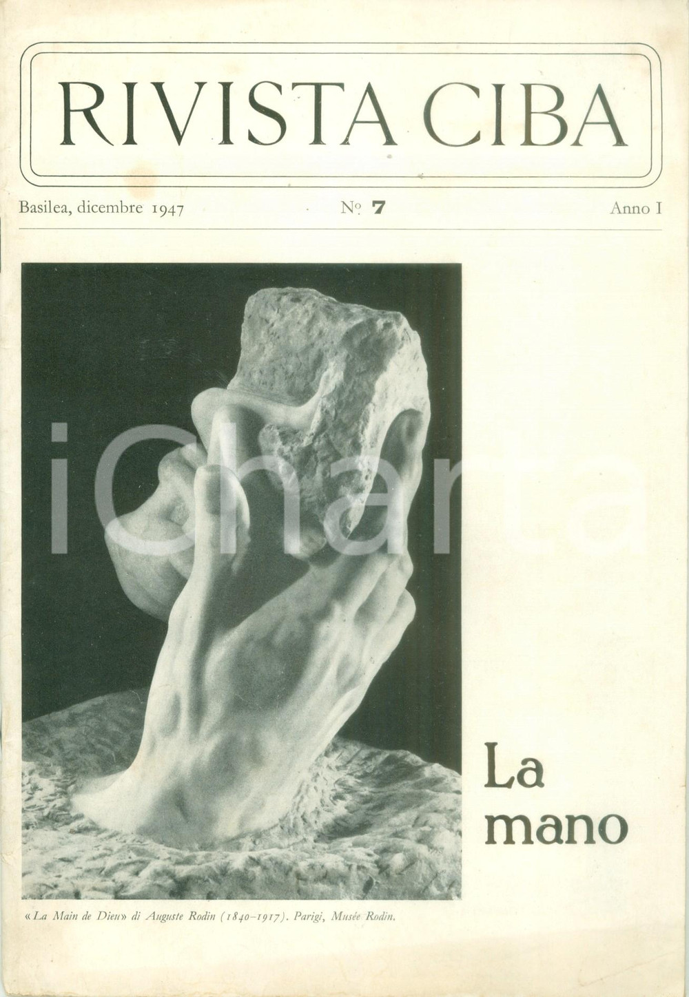 Giornale, rivista storica 1947 BASILEA Rivista CIBA La mano Forme linee morfologia ILLUSTRATA 1