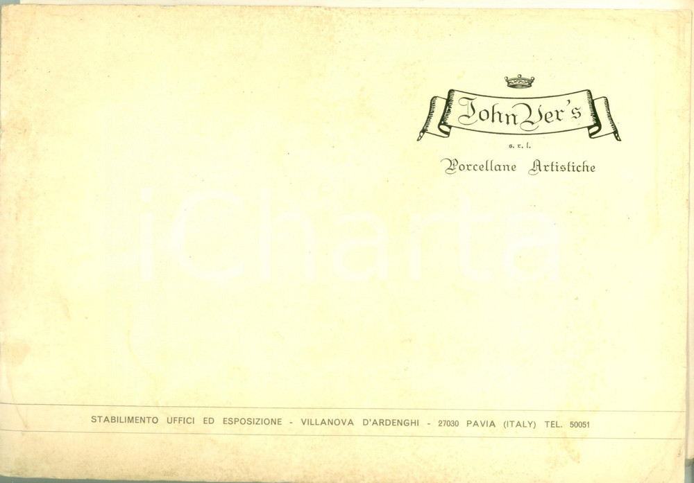 Materiale pubblicitario d’epoca 1968 VILLANOVA D ARDENGHI PV Catalogo porcellane artistiche JOHN VER S 1