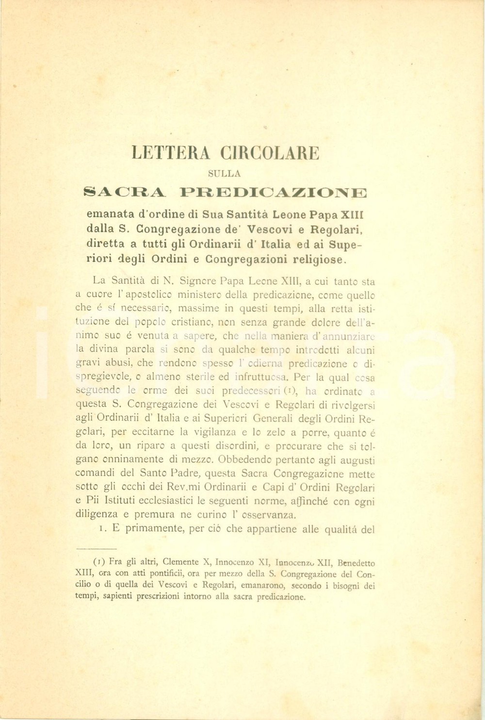 Libro, pubblicazione d epoca 1894 LEONE XIII Lettera circolare sulla Sacra Predicazione Pubblicazione 1