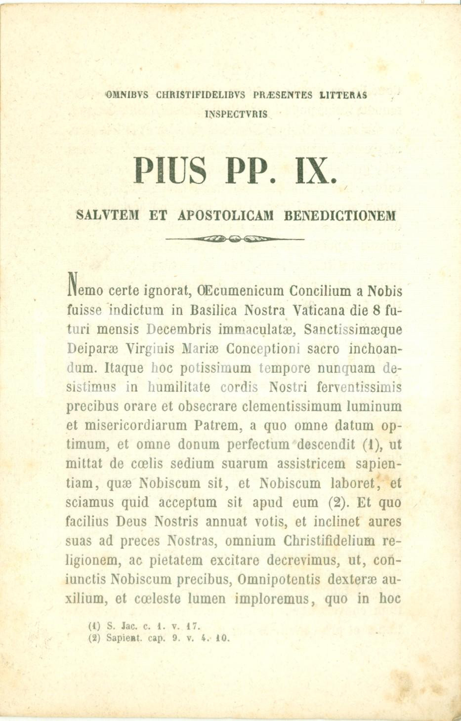 Libro, pubblicazione d epoca 1869 PIO IX Lettera enciclica Nemo certe ignorat Opuscolo 1