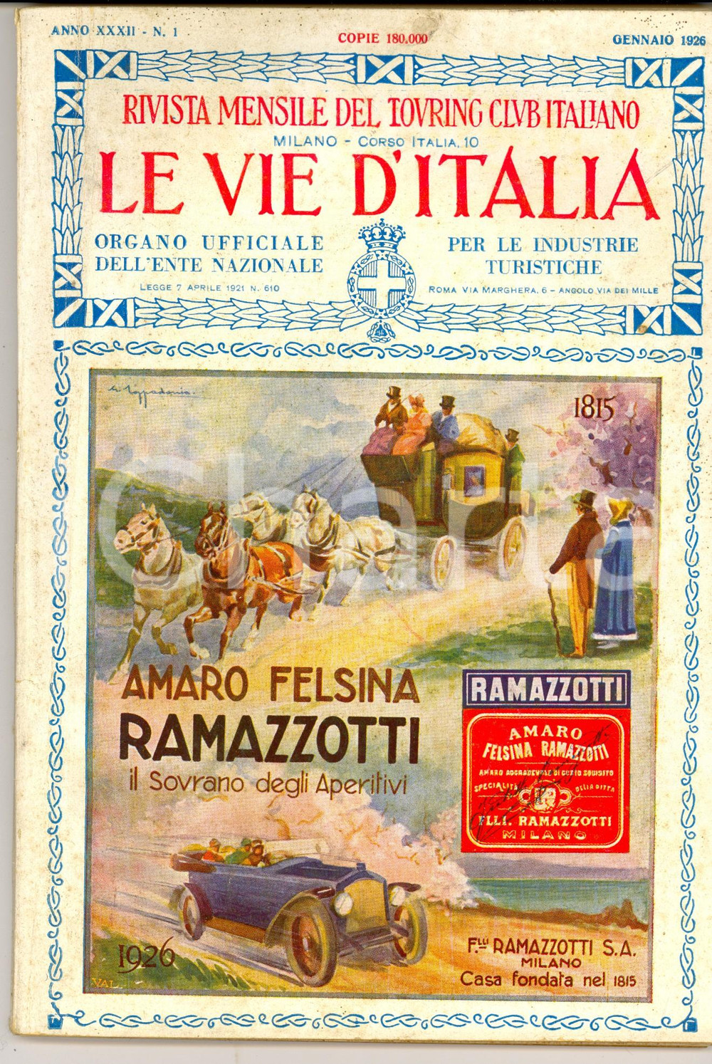 Giornale, rivista storica 1926 LE VIE D ITALIA TCI Chiesa di San Clemente di Guardia al Vomano nÂ°1 1