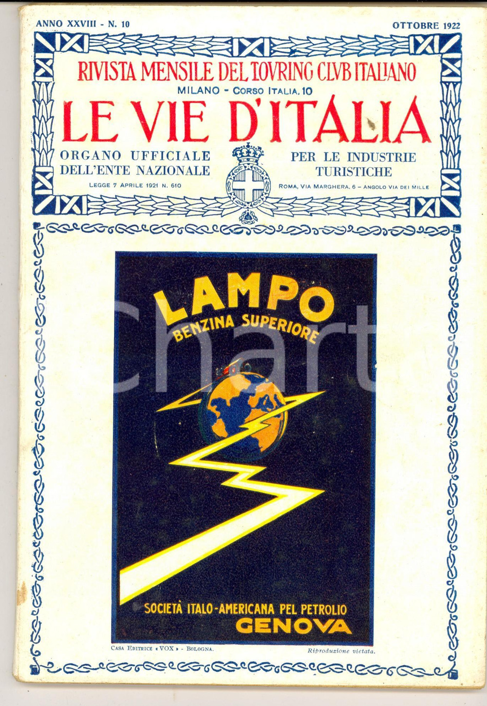 Giornale, rivista storica 1922 LE VIE D ITALIA TCI Il pittore di paese Cesare MAGGI Anno XXVIII nÂ°10 1