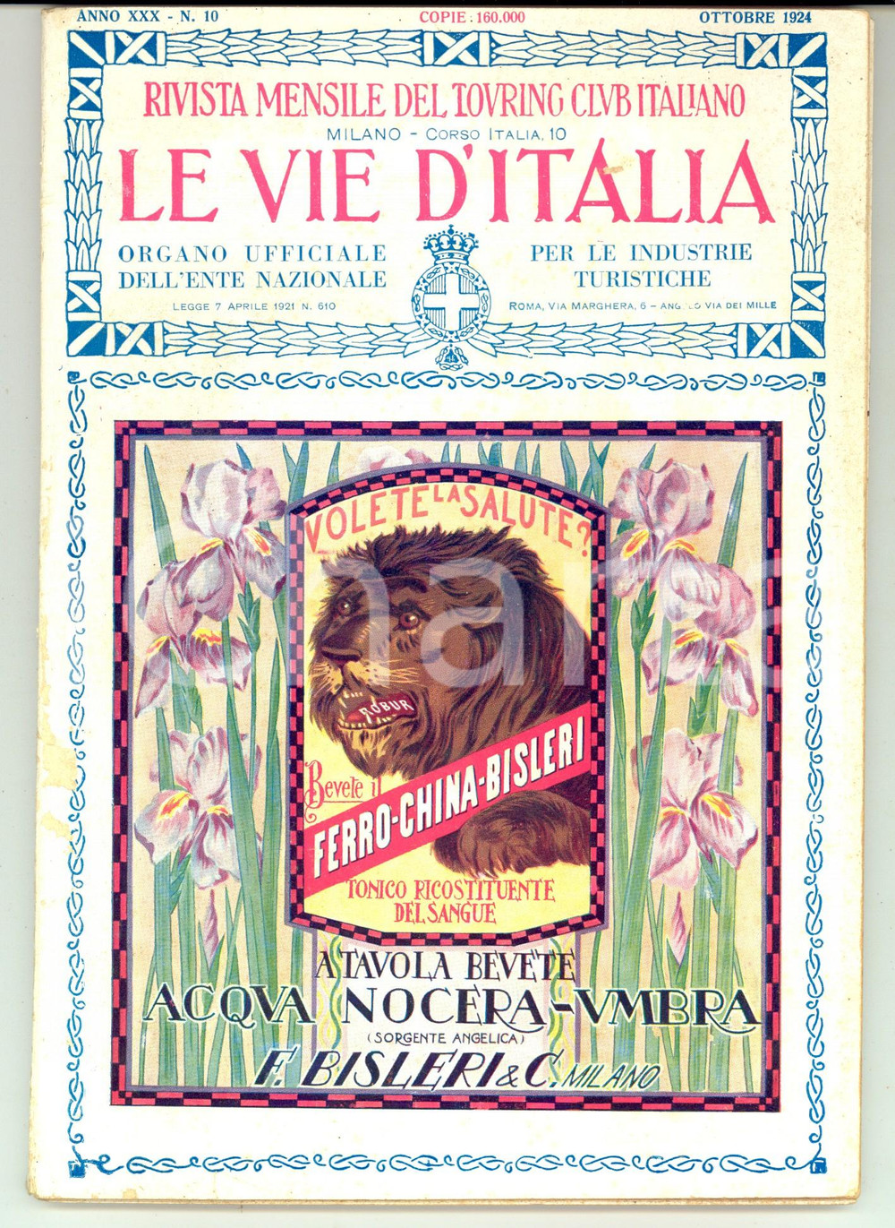 Giornale, rivista storica 1924 LE VIE D ITALIA TCI Badia di Chiaravalle della Colomba Anno XXX nÂ°10 1