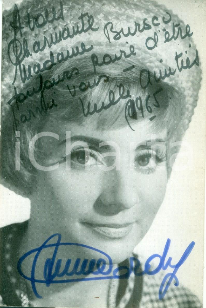 Autografo originale 1965 MUSICA Cantante Annie CORDY Fotografia seriale con dedica AUTOGRAFA 1