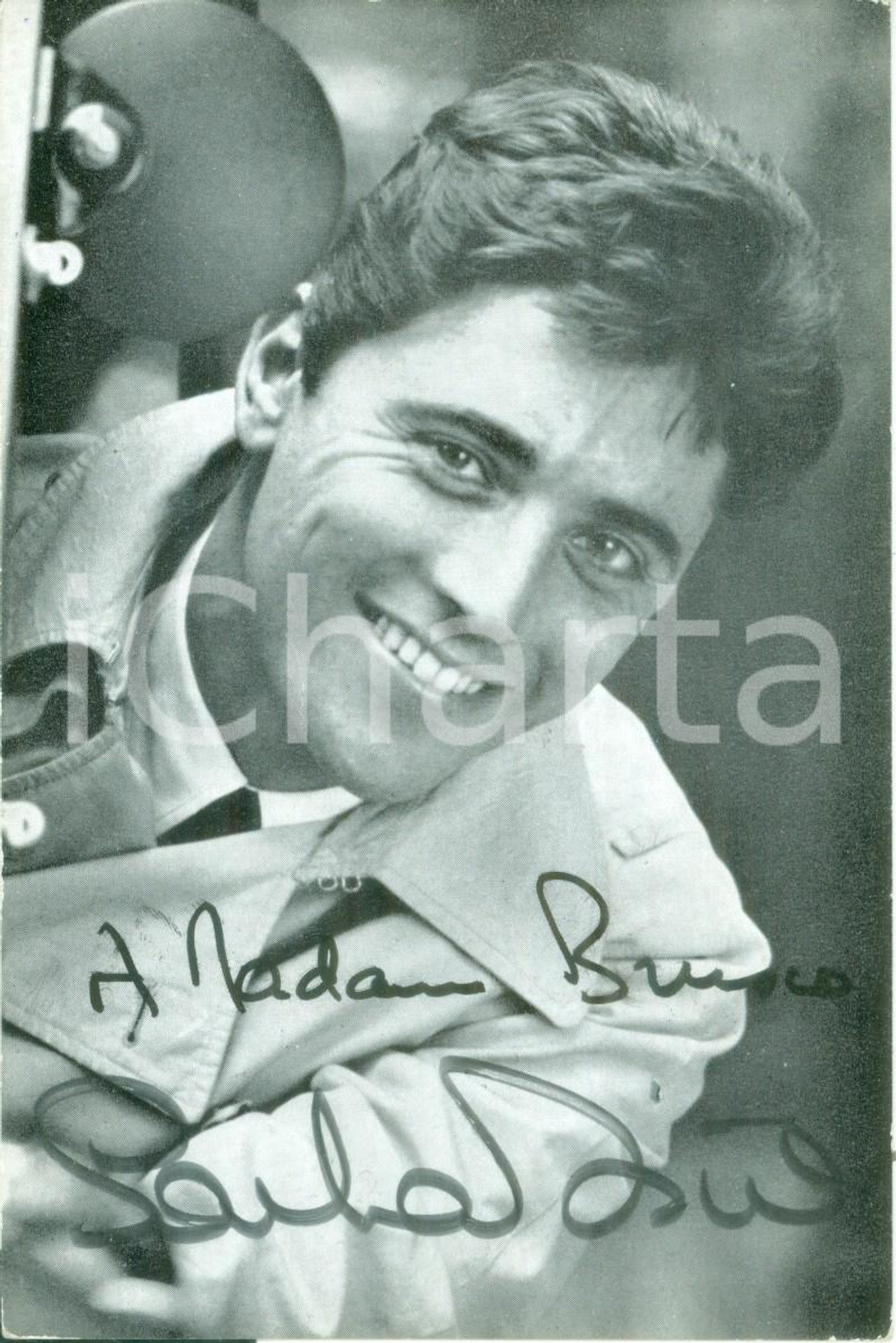 Autografo originale 1966 MUSICA Cantante Sacha DISTEL Foto seriale PathÃ© Marconi con AUTOGRAFO 1