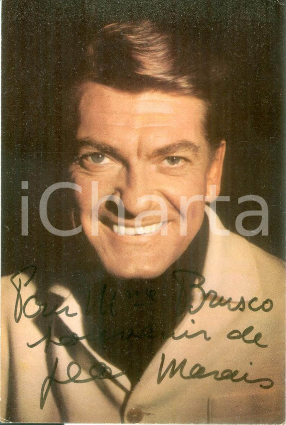 Autografo originale 1965 ca CINEMA Attore Jean MARAIS chante Jean COCTEAU Foto seriale con AUTOGRAFO 1