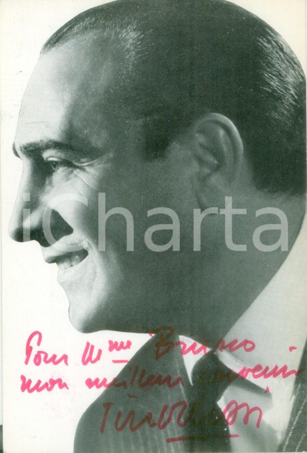 Autografo originale 1964 MUSICA Cantante Tino ROSSI Foto seriale PathÃ© MARCONI dedica AUTOGRAFA 1